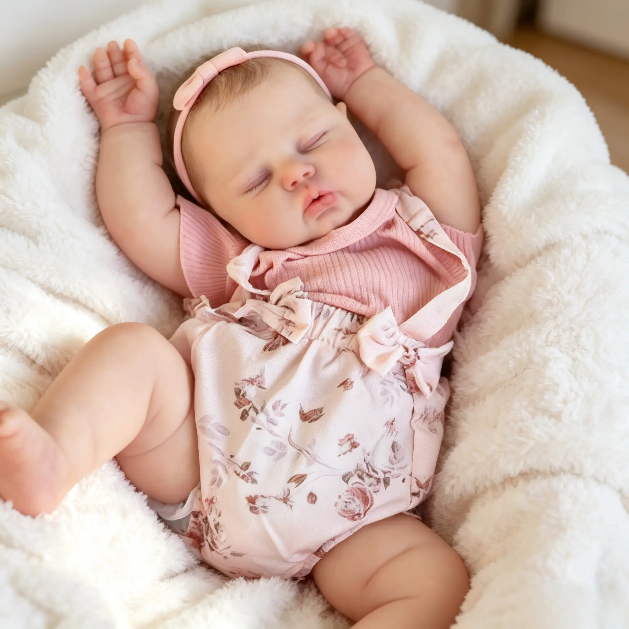 Pickle 19 Inch 48cm Lifelike Reborn Baby Doll Girl Soft Stuffed Figure Newborn Size Dolls Cloth Body Sleeping Realistic Soft Vinyl Poseable Limbs Kids Birthday Gift Set with Outfit Accessories for Ages 3+  collector christmas  new year birthday present