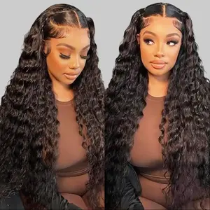 【HOT】FORGIRL FOREVER 13x6 Water Wave Lace Frontal Wig 180% Density Straight Human Hair Lace Front Wig Pre plucked Deep Curly Wave Wig For Women