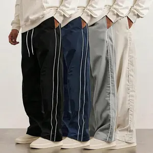 4-Pack Men’s Straight-Leg Striped Casual Pants for Spring/Autumn, Trendy High-Street Versatile Athletic Joggers for Summer