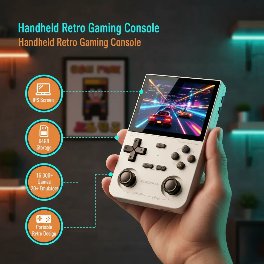 K36 Portable Retro Handheld Gaming Console 3.5-inch IPS Screen 64GB Storage 16,000+ Games 20+ Emulators Game Room Gadget Model K36 portable,gaming,simulator Game Console Stick Game Peripherals