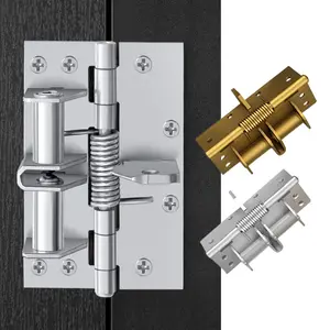 Self Closing Spring Door Hinge with 3-in-1 Mechanism Easy Disassembly 90° Positioning for Wooden & Aluminum Doors Gold Silver Options 65mm x 100mm