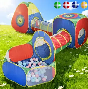5PC Kids Play Tent Tunnel Set Ball Pit Basketball Indoor Outdoor