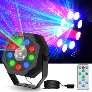 DJ Laser Party Lights, RGB LED Disco Light, Sound ActivatedProjector Strobe Light with Remote Control for ChristmasHalloween Decorations Karaoke Birthday Dance  Bar Club Stage Lighting
