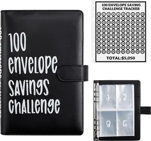 100 Envelopes Money Saving Challenge, 100 Envelope Challenge Binder, Easy and Fun Way to Save $5,050, Savings Challenges Budget Book Binder with Cash Envelopes for Office,Home,School