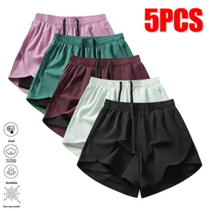Five-piece women's fake two-piece shorts, solid-color versatile casual home shorts, multi-color optional, trendy color, casual style, pocket design, waist drawstring, can be used as loungewear, casual wear in summer, suitable for women's gifts