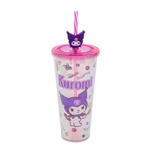 Sanrio Kuromi Iridescent 24-Ounce Carnival Cup With Lid and Straw Topper Charm