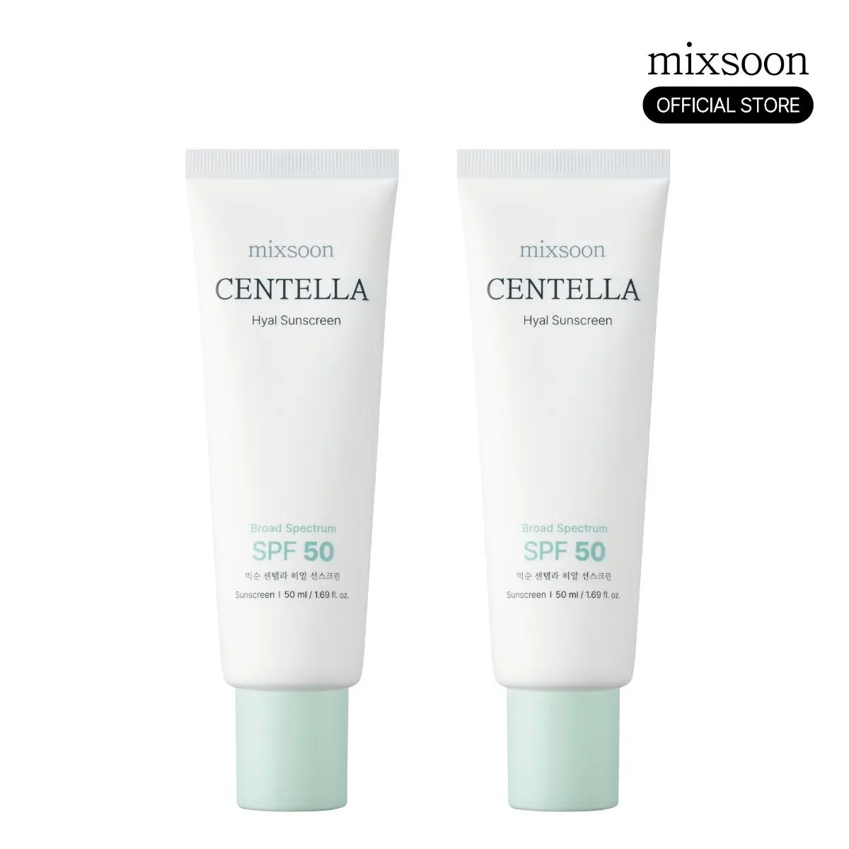 [mixsoon Official] Centella Hyal Sunscreen Duo SPF50 PA++++ - Non-Sticky, No White Cast, Lightweight, Smooth, Hydrating Daily UV Protection Moisturizer for Sensitive Skin