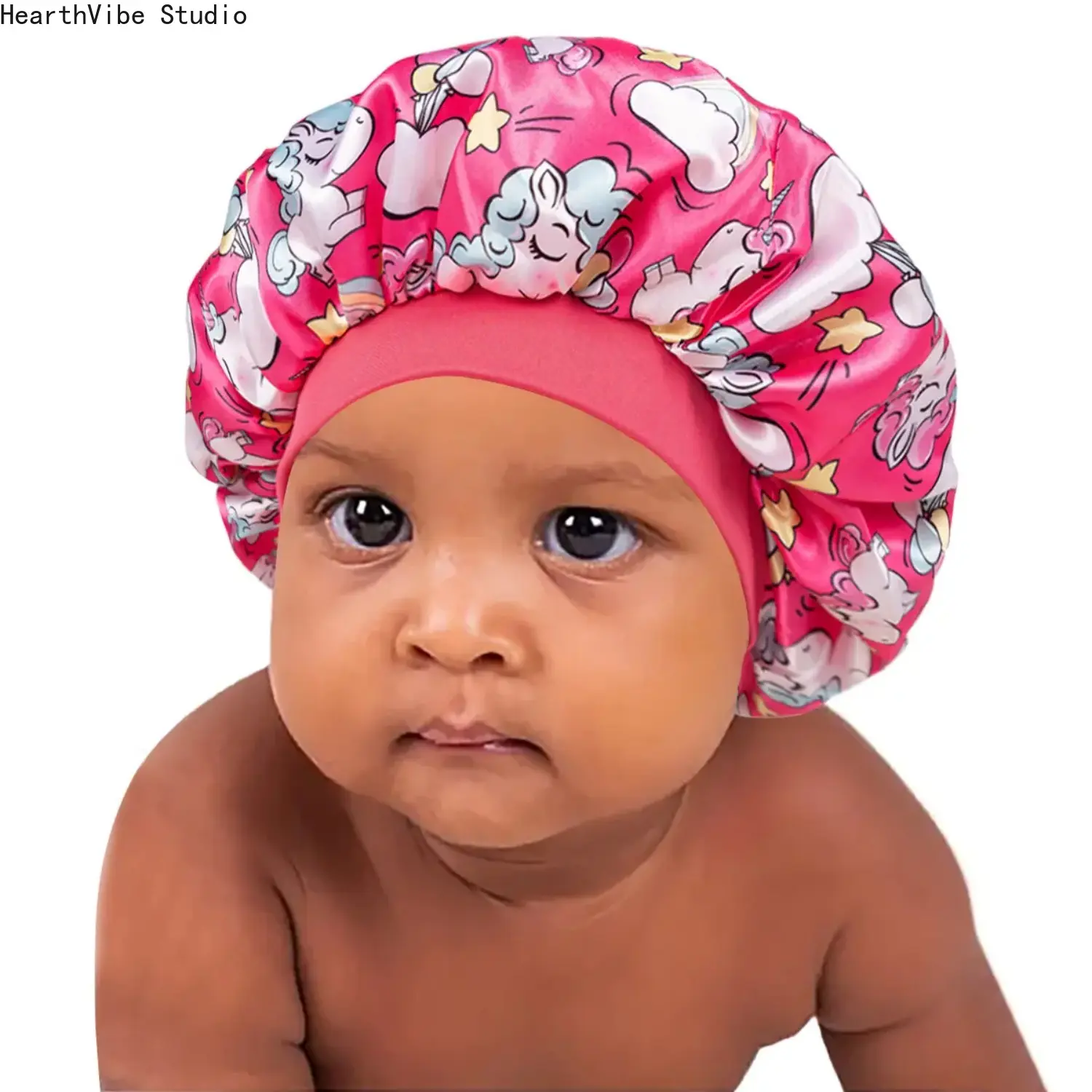 Kids' Satin Sleep Bonnet - Soft Printed Baby Hair Care Cap, Breathable Lightweight Reusable Toddler Cap for Summer Travel & Bath Routine Protection (Camping & Hiking Accessory)