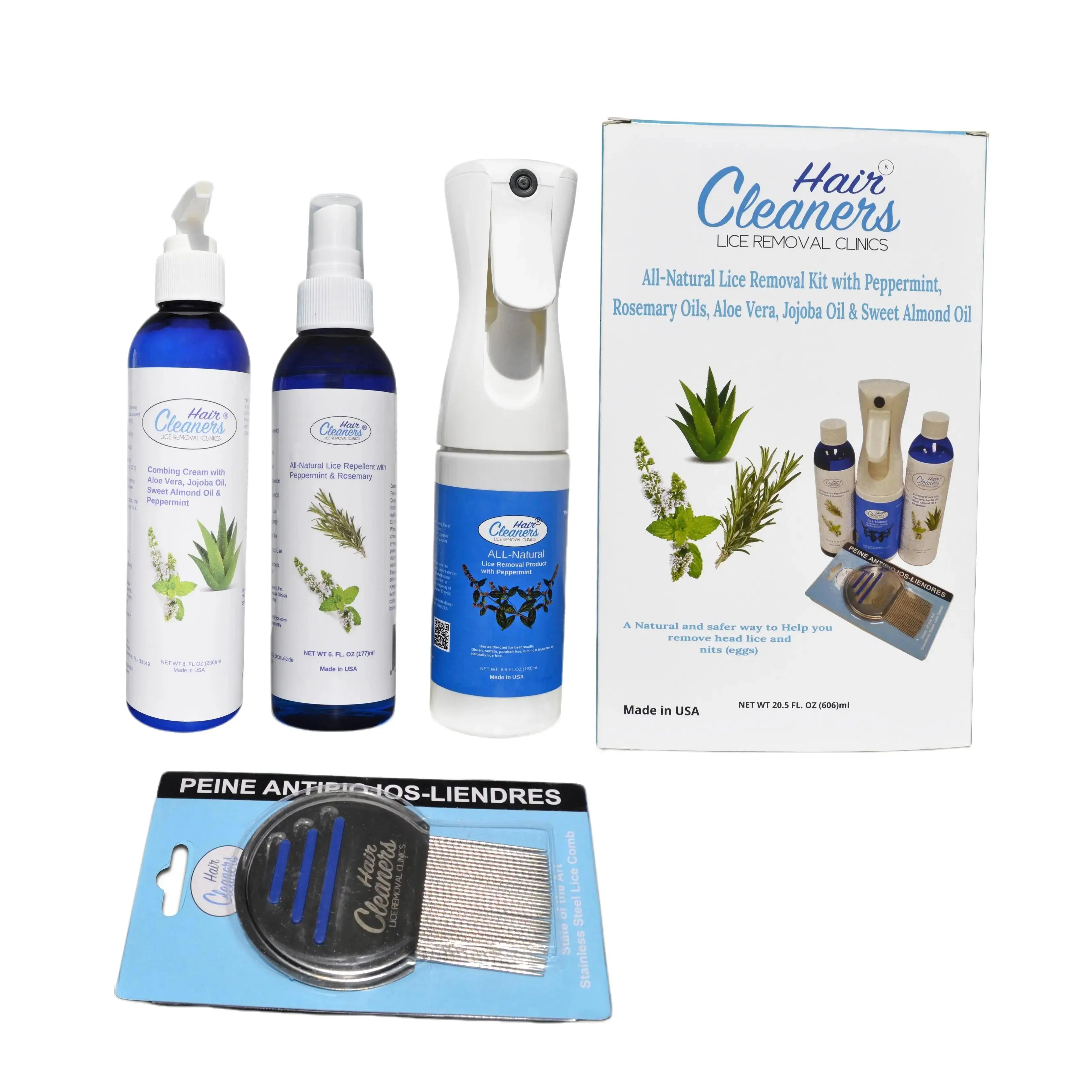 Hair Cleaners Lice Treatment Kit, Complete Lice Prevention Kit, for Daily Use Lice Kit, Lice Treatment for Kids and Adults with Metal Comb, Combing Cream (Shampoo) and Repellent… Organic Haircare Conditioner Scent with Peppermint Gentle Comfort Anti Lice