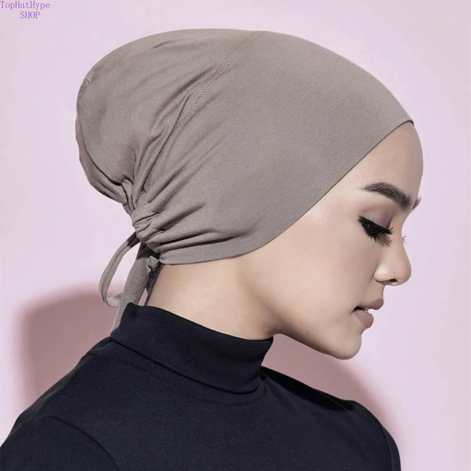 Women's Chic Mercerized Cotton Hair Scarf Cap - Soft, Breathable, Stretch Casual Headwear with Adjustable Elastic Strap, 1-Size-Fits-All for Outdoor All-Seasons Fashion Accessory