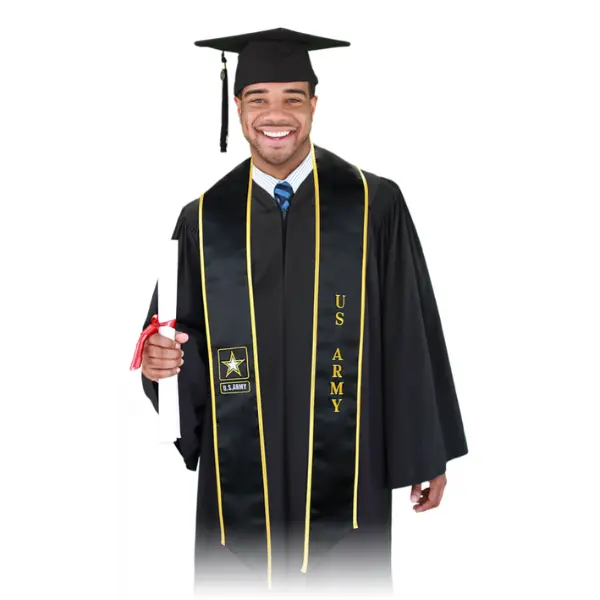 US Army Graduation Stole Yellow Scarf Embroidered Scarf