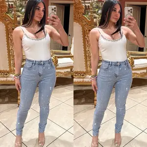 Zayra Rhinestone High Waisted Skinny Jeans