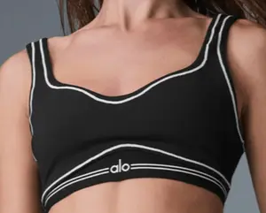 Alo Yoga Airbrush High Waist Heart Throb Bra Black White