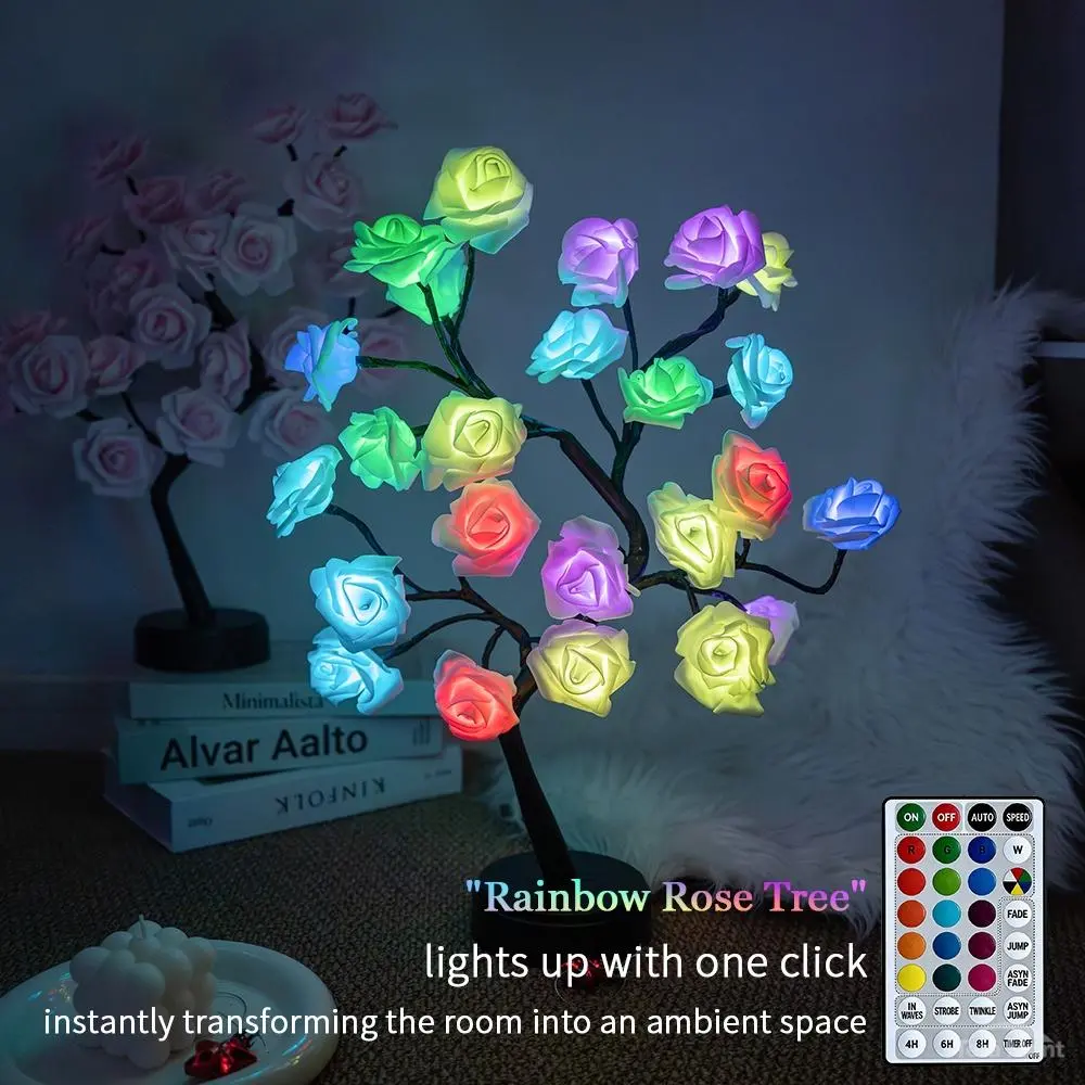 Romantic Rose Night Light - USB Rechargeable Colorful LED Light, 3-Color Changing Bedroom Mood Lamp for Camping Decor, Surprise Proposal & Anniversary Gift, Led Lights Bedroom