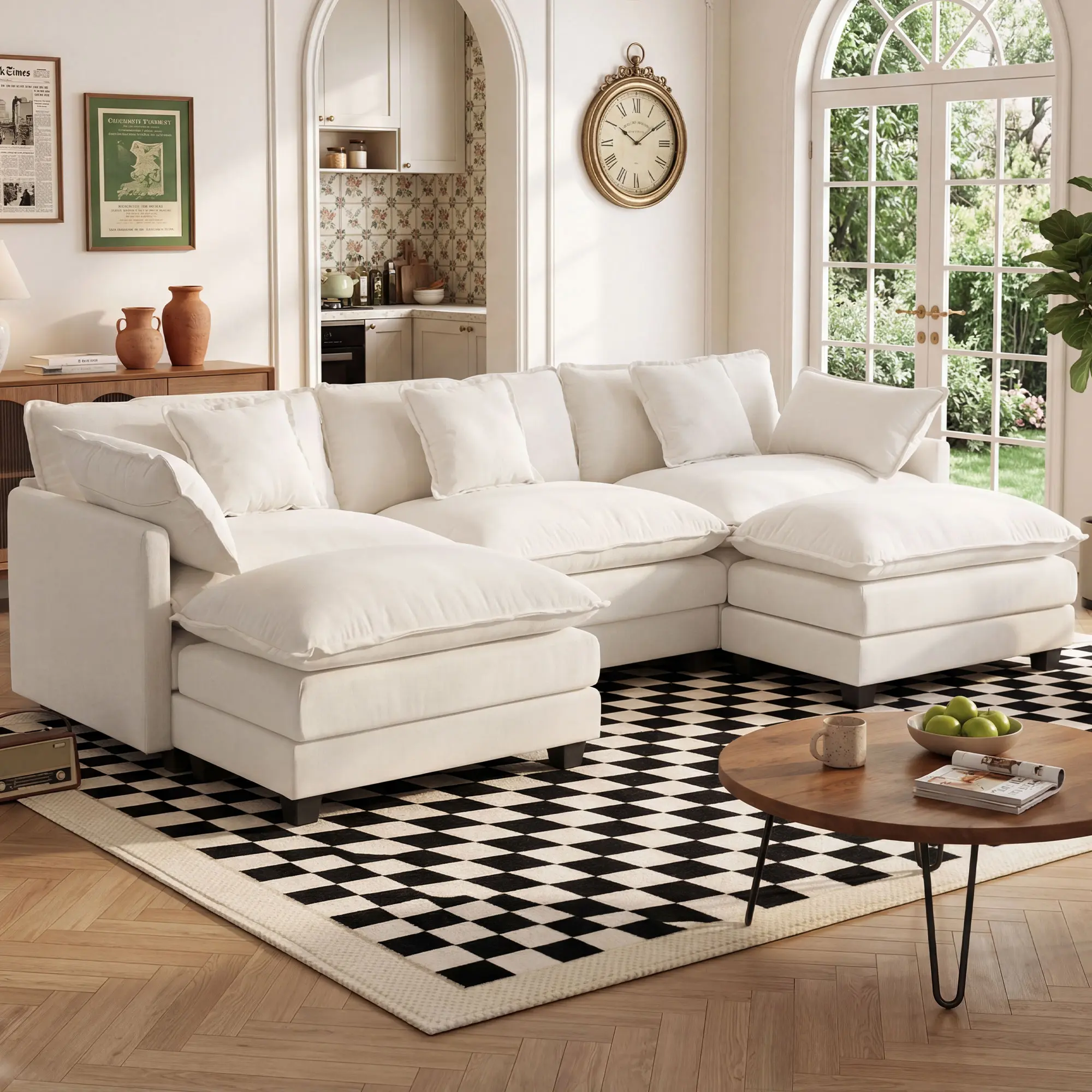 GuroMagicSofa 76.7-146.5 Inch Modular Couch Sectionals with Ottoman, Big Comfy Cloud Couches, L/U Shaped 2-6 Seats Modular Sectional Sofa, Modern Cloud Sectional Couches for Living Room, Deep Seat Sofa Cozy Sofa Contemporary Upholstered, Sofas Living Room