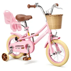 KORIMEFA Bike Toddlers and Kids, 12, 14, 16, 20 Inch Toddler & Kids Bike with Adjustable Seat & Handlebar, Training Wheels, Basket & Bell | Lightweight & Safe Design