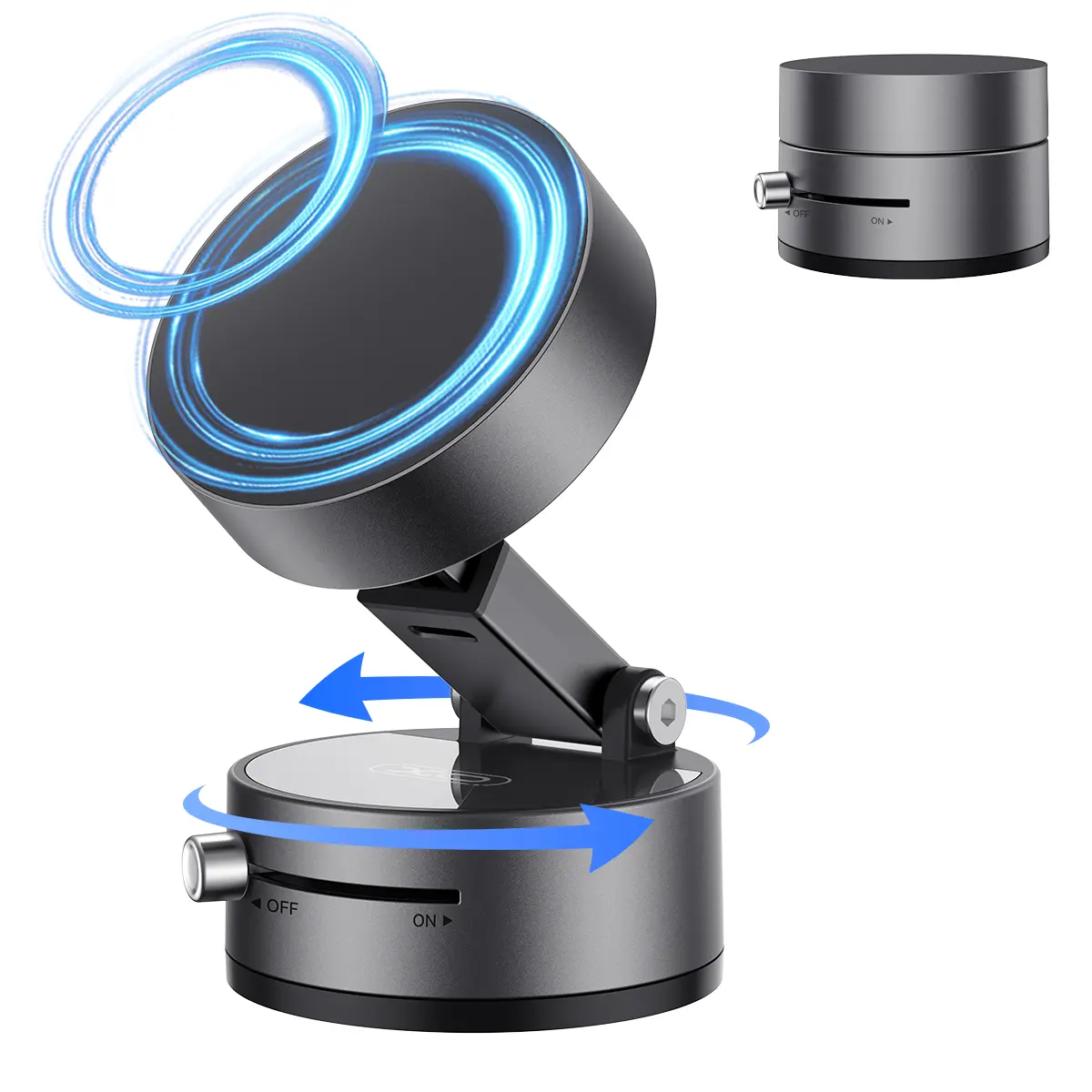 Upgrade Vacuum Magnetic Phone Stand, Portable Multifunctional Car Phone Holder, Foldable And Retractable Magnetic Phone Holder, Suction Cup Cell Phone Mount for for Magsafe, Car, 360 Rotatable (Black)