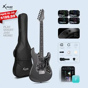 Xmari Smart Electric Guitar with Built in DSP Effects, 4 Presets, USB C OTG Recording, Headphone Output, Alnico Pickups w/Coil Split, Carbon Fiber Body, Gig Bag, Strap, Cable & Picks guitar for beginners electric guitar for beginner【no built-in amp】