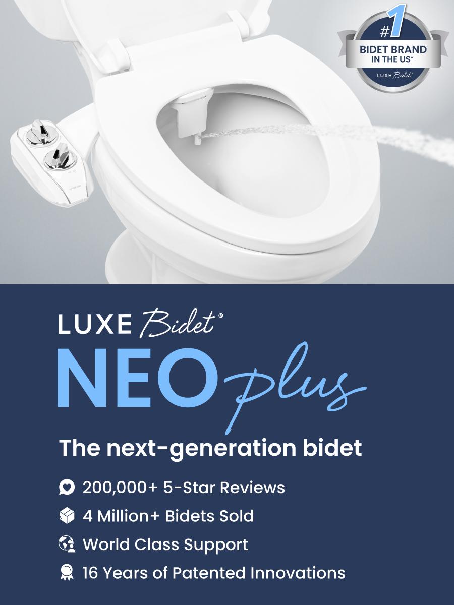 LUXE Bidet NEO 185 Plus - Rear & Feminine Wash, Bidet Attachment for Toilet Seat, Easy Slide-in Installation, Patented 360° Self-Clean, and Flip Feature