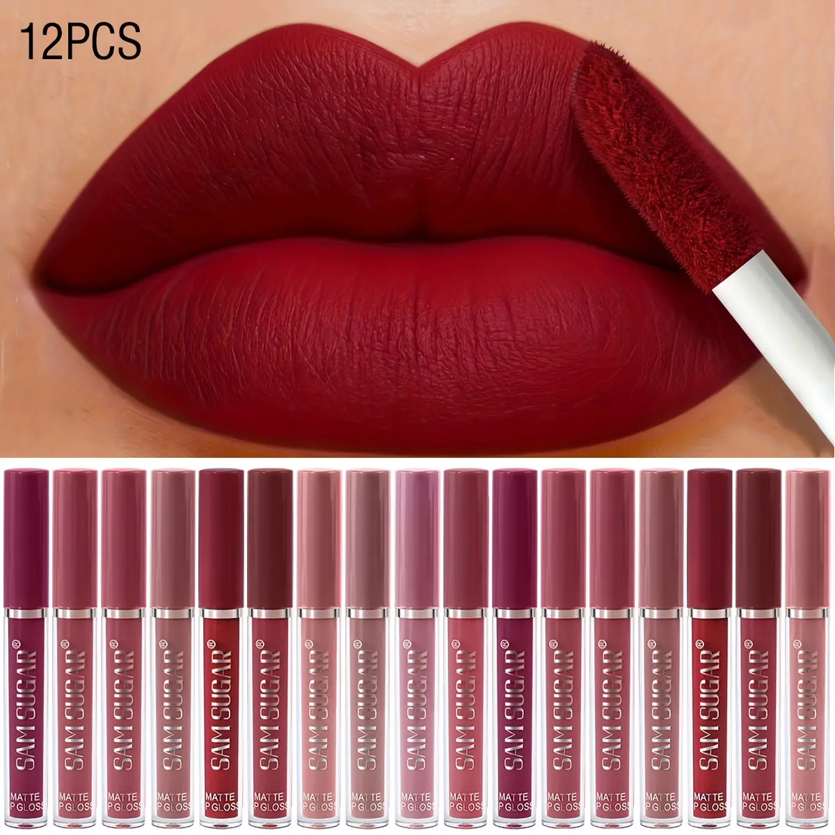 12Color Matte Lip Glossy Set Water Resistant Transfer Proof Lipstick Long Lasting Highly Pigmented Lip Tint Makeup Cosmetic For Beginner
