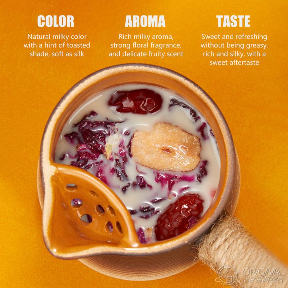 Rose/Osmanthus Baked Milk Tea 1 Carton 6 Drinks With Red Dates, Rock Sugar, Longan, Goji Berry, New Zealand Milk, Golden Needle Black Tea