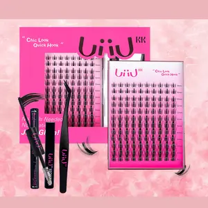 UiiUKK  Lash Clusters DIY Kit - Soft Fluffy Long-Lasting Lashes with Glue Remover & Tweezer for Beginners Easy At-Home Application - Eyelash Set