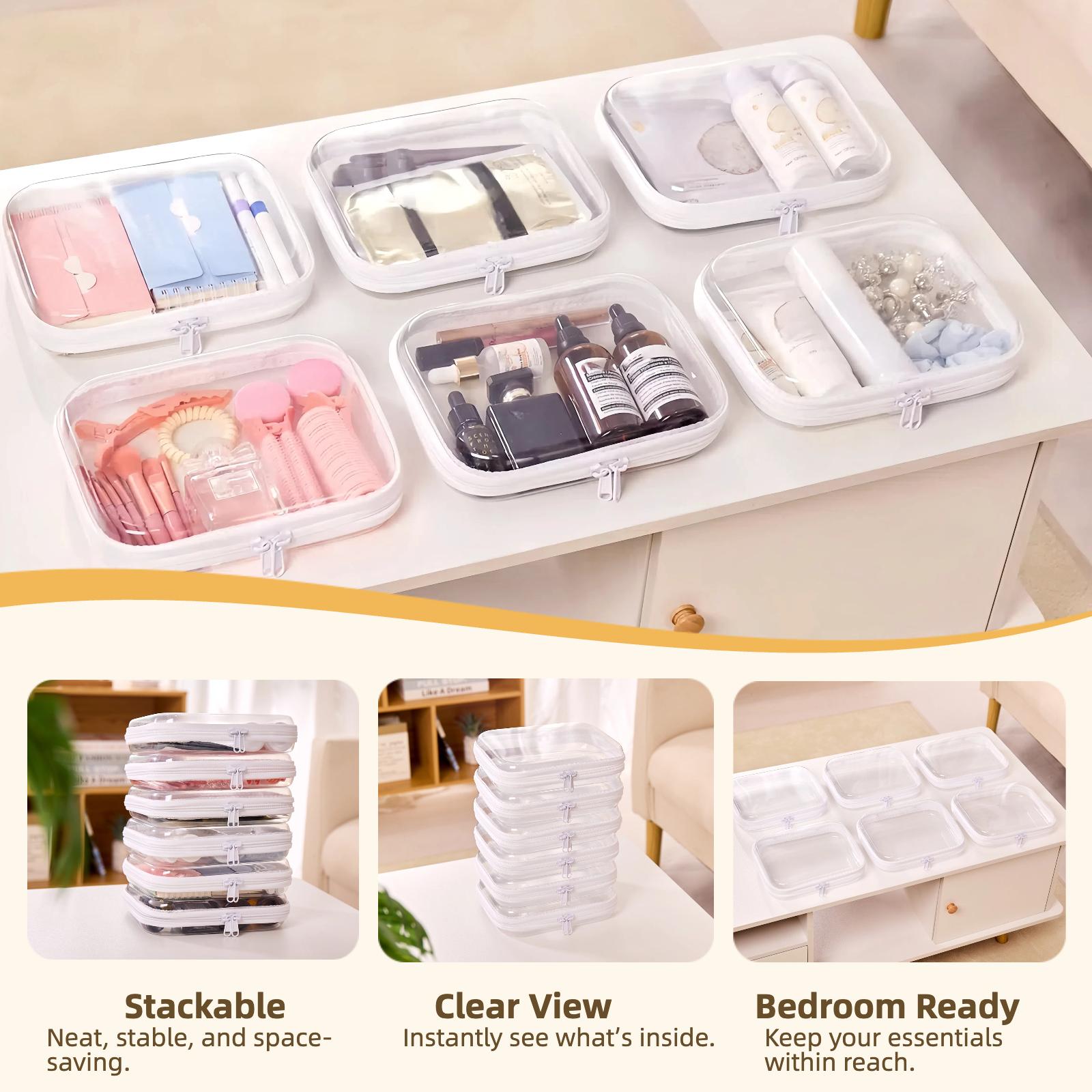 PIQOLA Clear Organizer Storage Box Clear Hard Shell Zipper Case PVC Plastic CLear Storage Containers for Tools & Small Objects Girl Stuff Summer Pool Portable Travel Organizer Set Makeup Organizer Toy Storage Bins High Transparency Diapper Bag M+3S