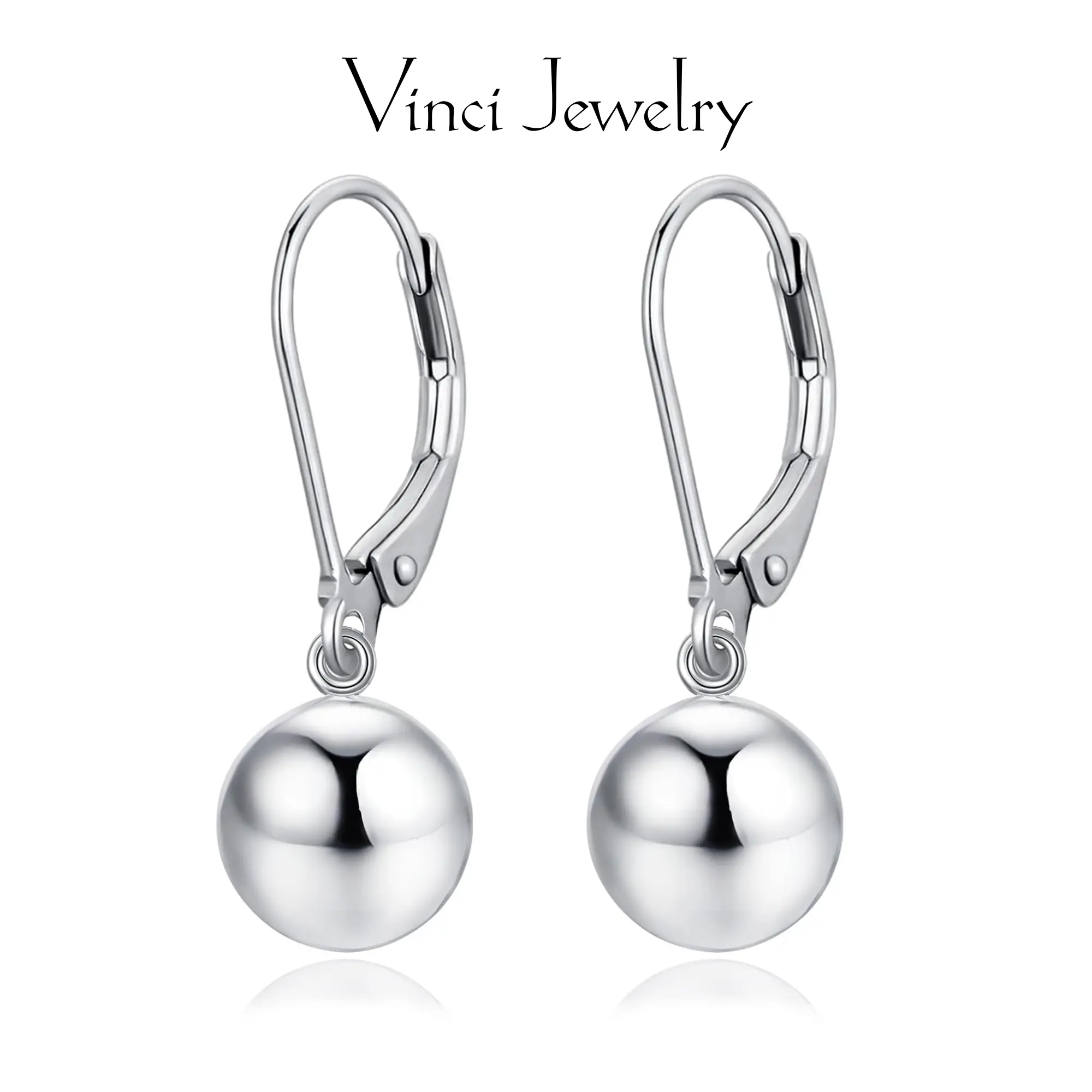 925 Sterling Silver Simple Drop Ball Earrings Fashion Ball Dangle Earrings Hypoallergenic Leverback White Gold Plated Earrings Daily Wear Jewelry Gift for Women