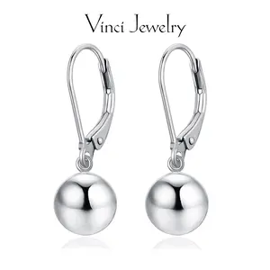 925 Sterling Silver Simple Drop Ball Earrings Fashion Ball Dangle Earrings Hypoallergenic Leverback White Gold Plated Earrings Daily Wear Jewelry Gift for Women