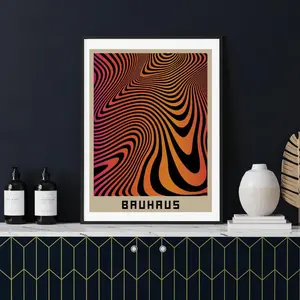 Frameless 11.81x15.75inch Thick Canvas Poster Suitable for Framing - Waterproof & Glare-Resistant Modern Bauhaus Gradient Wall Art, Mid-Century Neutral Abstract Print, Ideal for, Office Decor (No Frame Included), 2D Flat, Perfect for Room Decor	