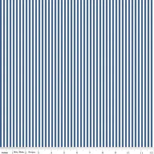 Riley Blake, 1/8" Striped Fabric Collection - Denim