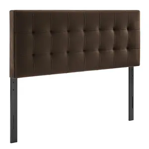 Lily Stain-Resistant Performance Velvet King Size Headboard in Chocolate Brown