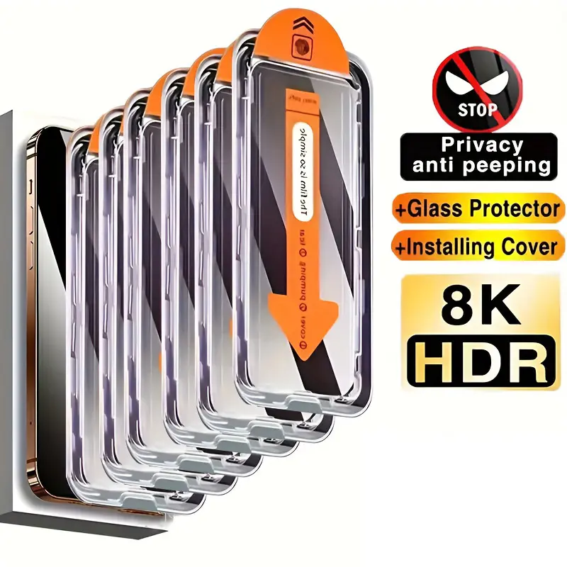 Privacy Screen Protector for iPhone 16/15/14 Pro Max, Samsung S24 Series Smartphone Cellphone Handheld Devices, Anti-Spy, Shockproof, Full Coverage, Fingerprint-Resistant, Bubble-Free Installation, Military-Grade Shatterproof Mobile Accessory, Accessories