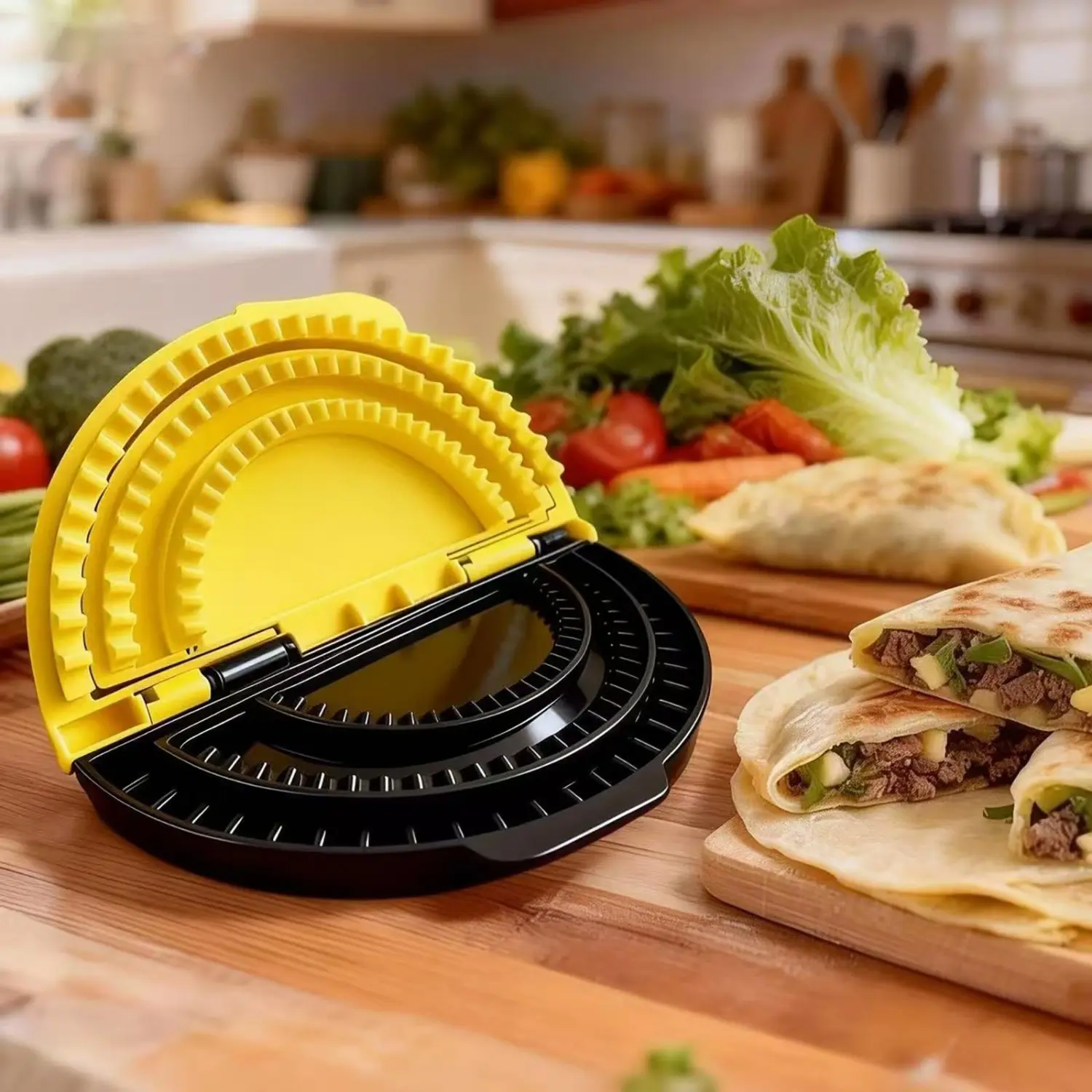 Large Plastic CRIMPIT Tortilla Sealer Set (6-8-10in Flour Tortillas) - Detachable Reusable Kitchen Utensils, Durable Cooking Tools, Healthy Meal Prep Accessory, Mess-Free School Lunches, Protein Snacks Maker, Oil-Saving Leftover Storage Solution