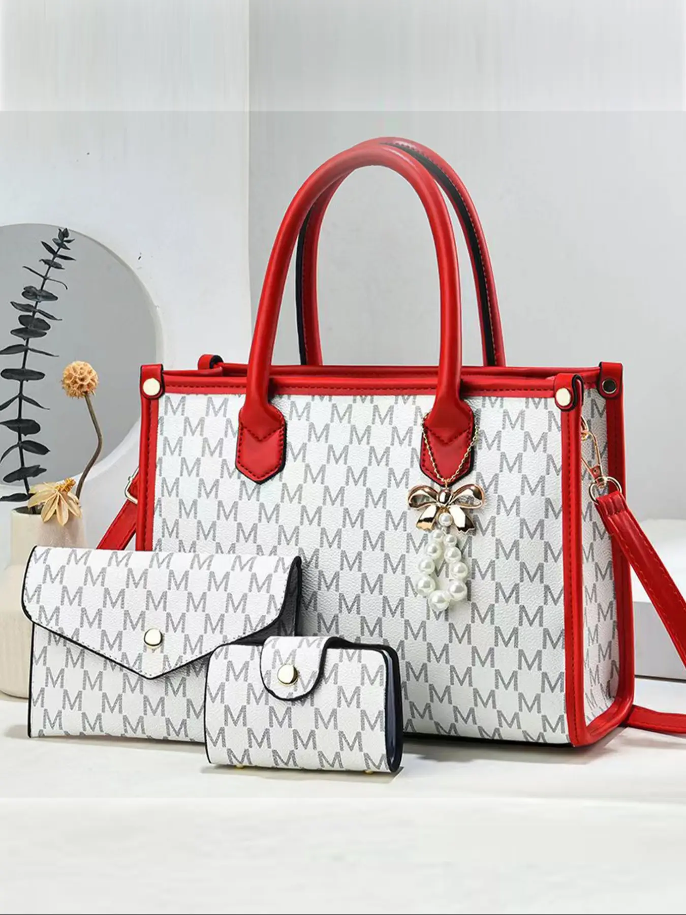 New Three-Piece Elegant Women's Handbag Set, Classic Letter Pattern Fashionable Durable Large-Capacity Single Shoulder Strap Bags, Casual All-Season Use