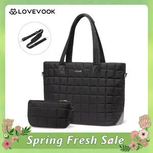 LOVEVOOK Puffer Tote Bag for Women,32L Large Capacity Diamond Quilted Work Handbag,Wear-resistant and Anti-fouling Lightweight Travel Bag,Fashion Multi-pocket Casual Fitness Bag,Suitable for Multiple Scenes,SpringStatements