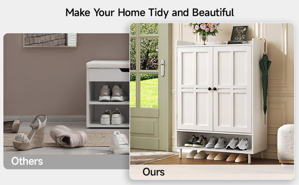 【18-24 Pairs & Adjustable Shelves】ONBRILL 7+1 Tier Farmhouse Shoe Storage Cabinet, 45'' Tall Modern Shoe Cabinet with Metal Legs, Shoes Rack Organizer Cabinet for Entryway, Front Door,Livingroom Bedroom Furniture, HolidayHaul,Christmas Gift 【18-24 Pairs & Adjustable Shelves】ONBRILL 7+1 Tier Farmhouse Shoe Storage Cabinet, 45'' Tall Modern Shoe Cabinet with Metal Legs, Shoes Rack Organizer Cabinet for Entryway, Front Door,Livingroom Bedroom Furniture, HolidayHaul,Christmas Gift