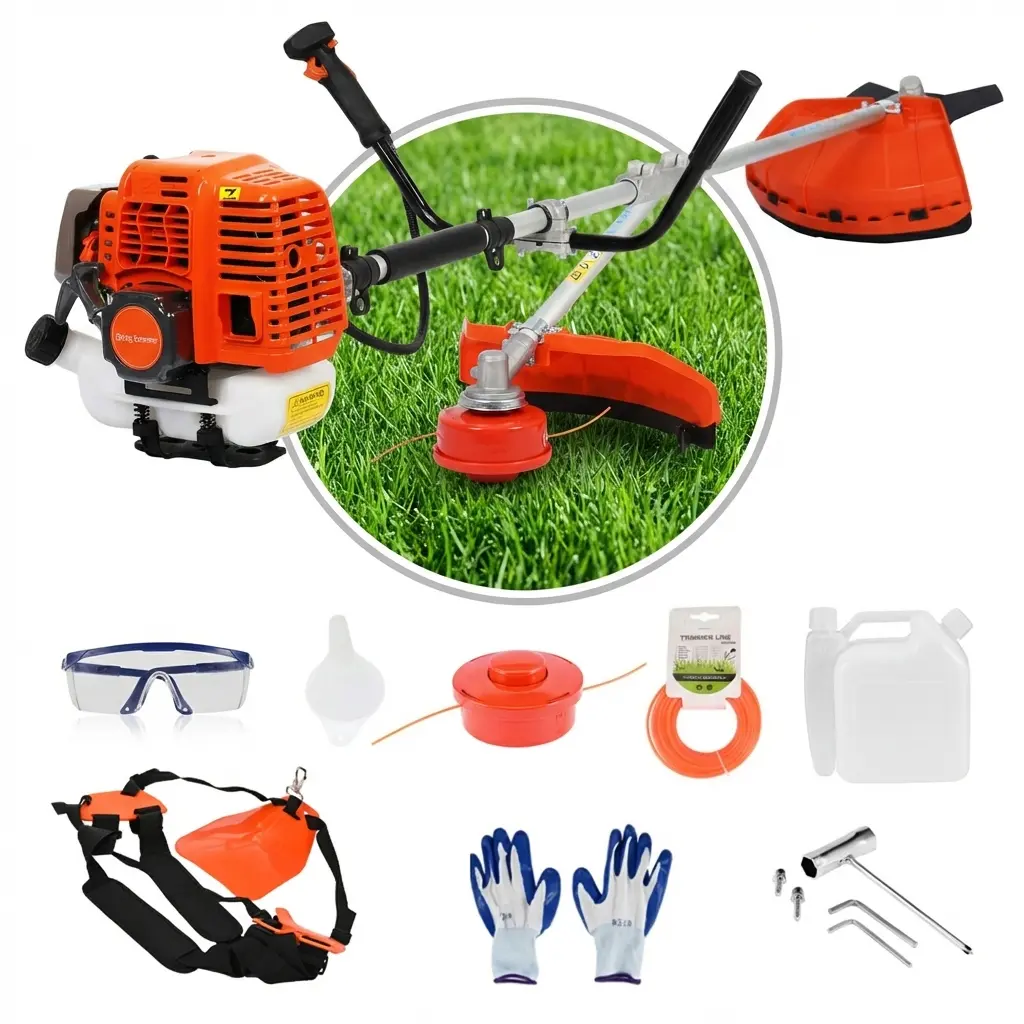 52cc Gas String Trimmer, 2 in 1 Weed Wacker & Hedge Trimmer, 2-Stroke Brush Cutter Weed Eater with Shoulder Strap Portable