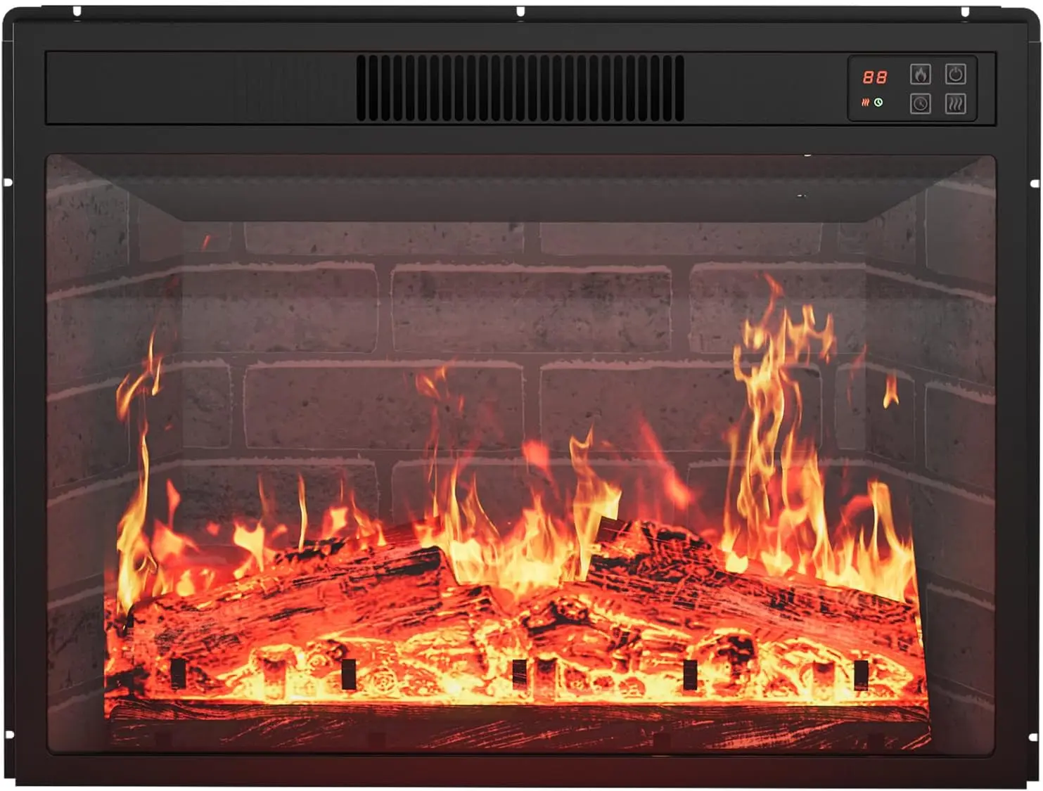 23 in Electric Fireplace Wall Mounted/Recessed with Remote Control, 4.2 in Ultra-Thin Linear Fireplace Heater 750W/1500W with Timer, 12-Color Flames, Log & Crystal Options