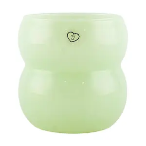 HAULSHOME Korean Newtage Ice Pop Glass Cup - Mint Milk Glassware for Frozen Treats