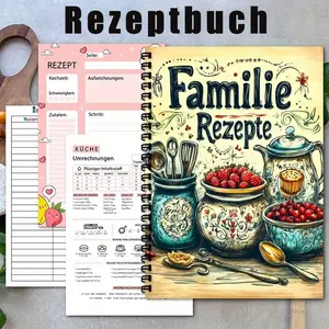 Vintage spiral-bound recipe book, perfect for recording 100 recipes, A5 size, ideal for home cooking, a creative birthday or wedding gift, also functions as a planner.