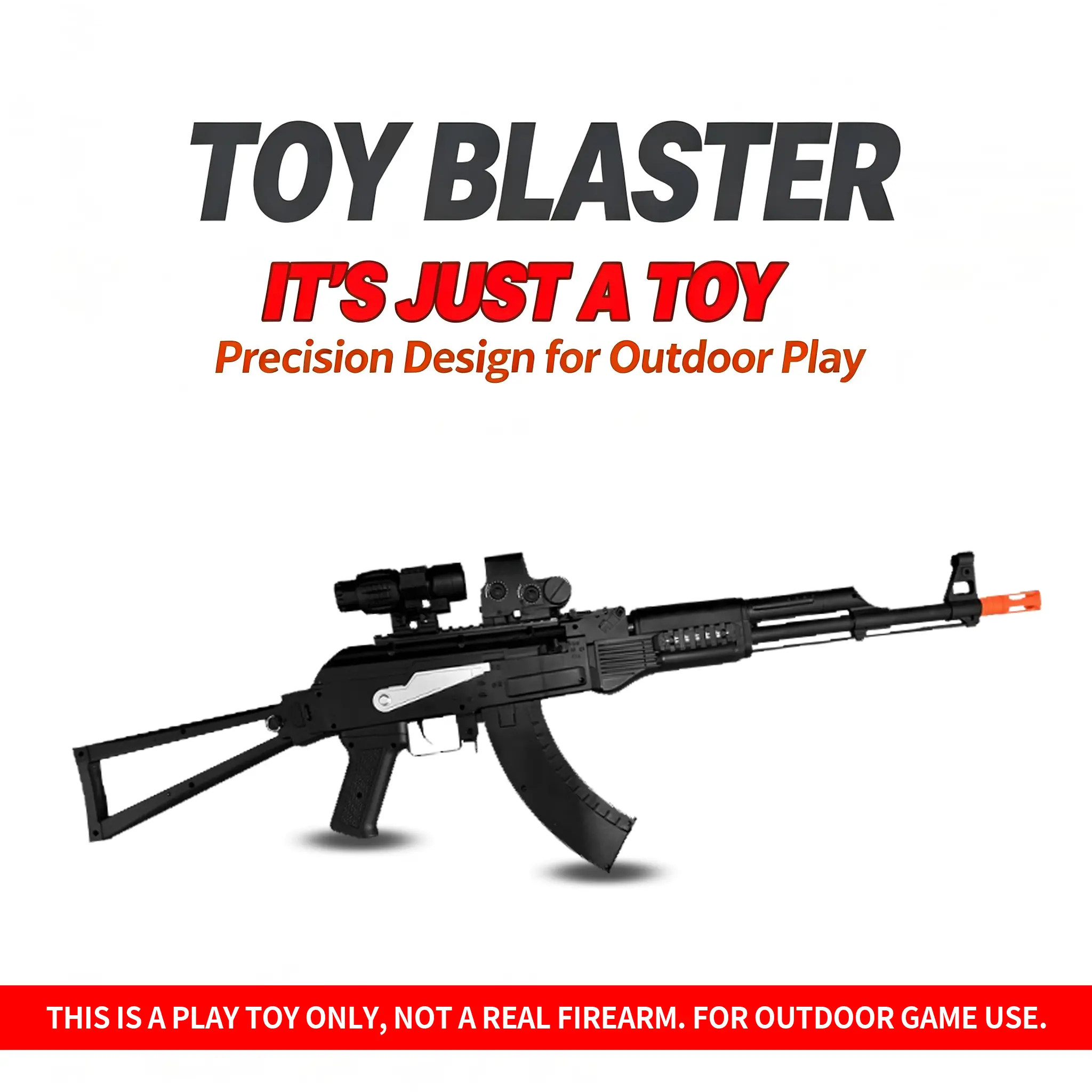 Electric Water Bead Toy Blaster, Semi & Full Auto Firing Modes, High-Capacity Magazine, Foldable Stock, Safe Orange Tip, Outdoor Backyard Shooting Hobby Gift for Teens Age 14+