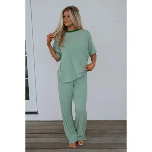 Garrison Striped Pants Set-Green