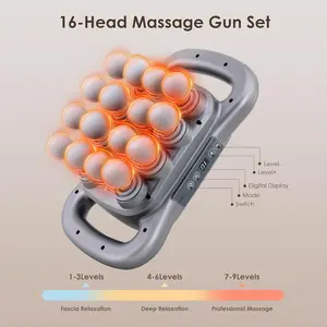 16-head massager, deep tissue impact massager, muscle massager for relieving pain in the back, shoulders, legs and feet in a quiet manner, 16-head electric massager for daily use, with 9 modes and 9 intensities，Party gifts Valentine's, Easter Gifts