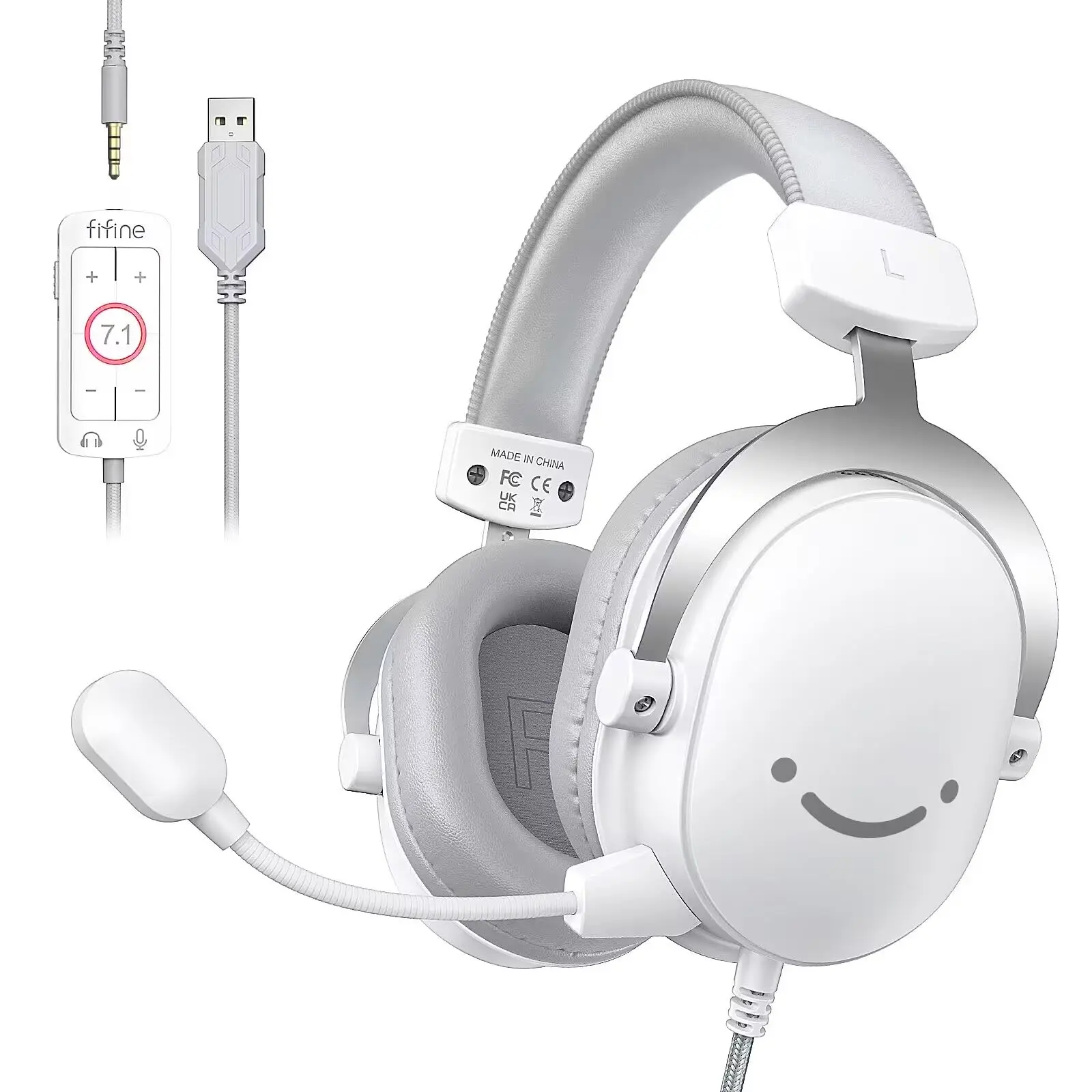 fifine H9 USB/3.5mm Gaming Headset with 7.1 Surround Sound, Detachable Microphone, Control Box, 3.5mm Jack, Over-Ear Wired for PC/Smartphone/PS5 via USB, Xbox/Switch via 3.5mm