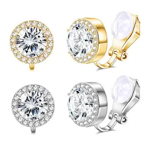 UURiel Four-Prong Paved Colored Zircon Ear Clips Fashionable Unisex Non-Piercing Jewelry Gift