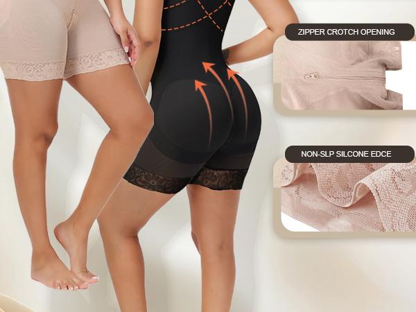 SHAPSHE Faja Compression Shapewear for Women Double-Layer Fabric Built-in Bra Adjustable Straps Zipper Crotch Breathable