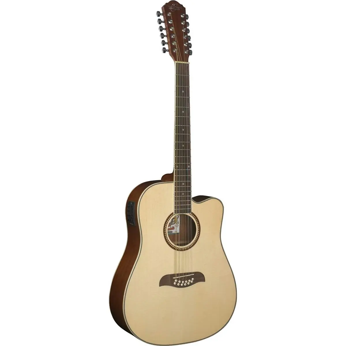 Oscar Schmidt OD312CE-A-U Dreadnought Acoustic-Electric Guitar, A07 Natural Finish, with Guitar Strings