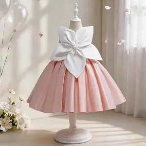 Girls Pink Princess Dress 3D Flower Ball Gown Flower Girl Dress for Wedding Birthday Party