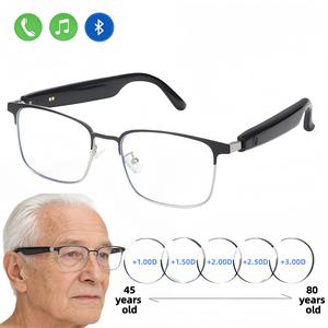 VUB Bluetooth audio smart reading glasses feature blue light blocking lenses, a metal frame, surround sound, and a wireless microphone.